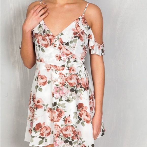 Luxe Label Dresses & Skirts - Floral Ruffled Wrap Around Mini Dress